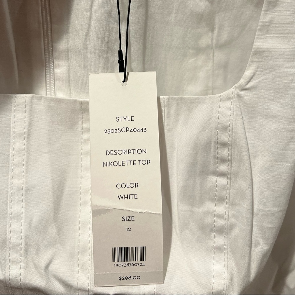 NWT Veronica beard crisp white Nikolette top sz 12 - Picture 6 of 9